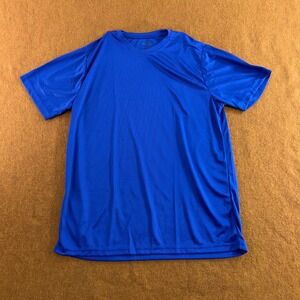 Real Essentials Mens Large Blue Mesh Performance Activewear T-Shirt New